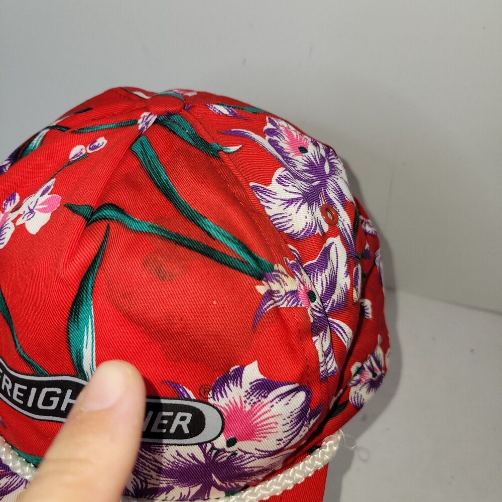 Vtg Freightliner Hat Cap Red Trucker Snapback Truck San Sun Retro 80s 90s Floral - Picture 3 of 16